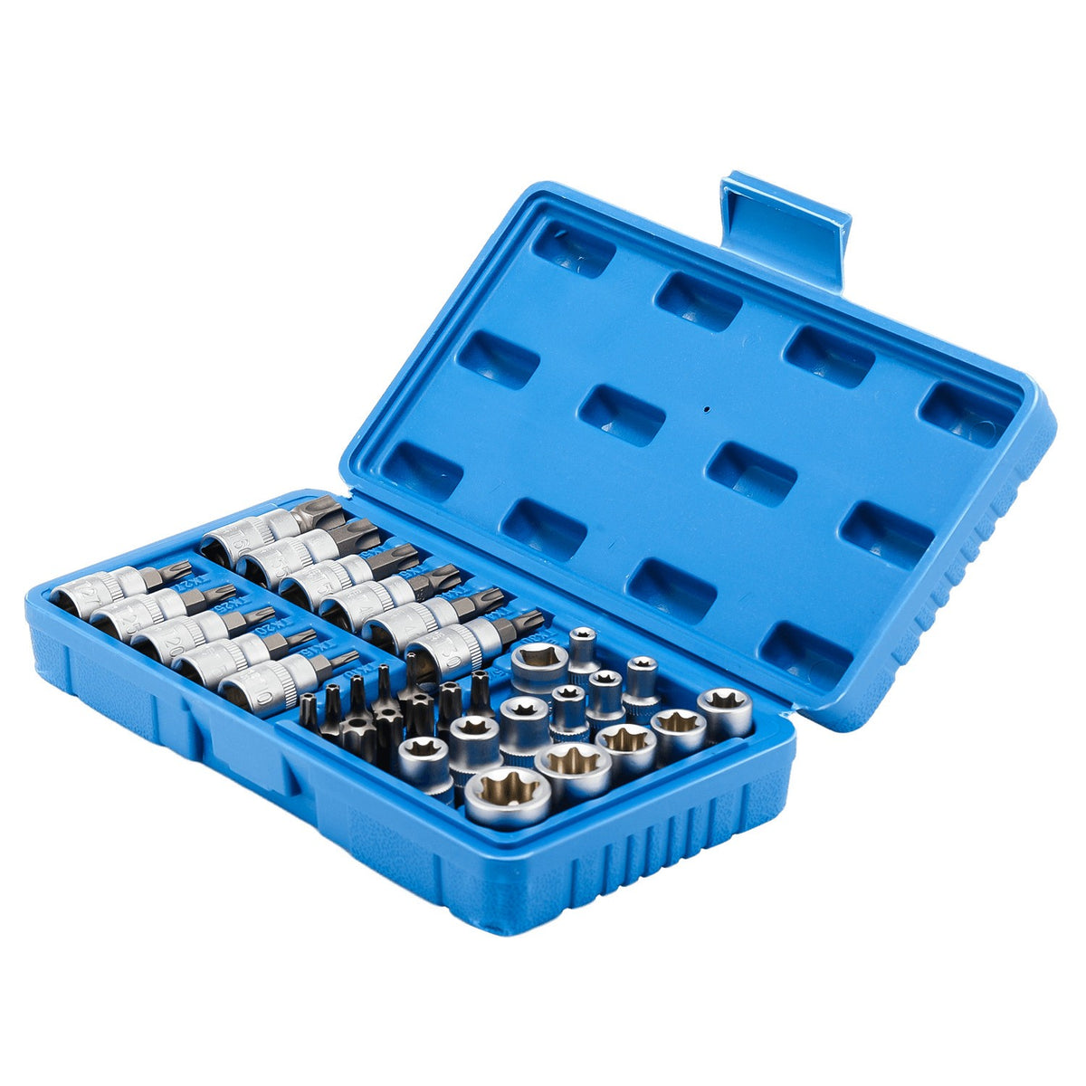 34pcs Torx Star Socket & Bit Set Male Female E & T Sockets Torx Bits with Case👍