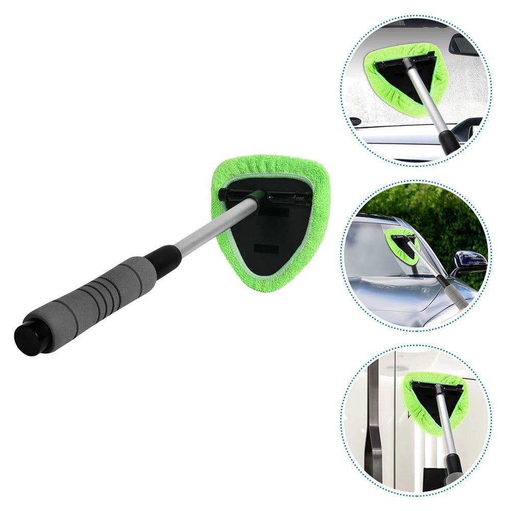 1Pc Windshield Cleaner Car Window Cleaning Tool Retractable Handle Brush (Green)