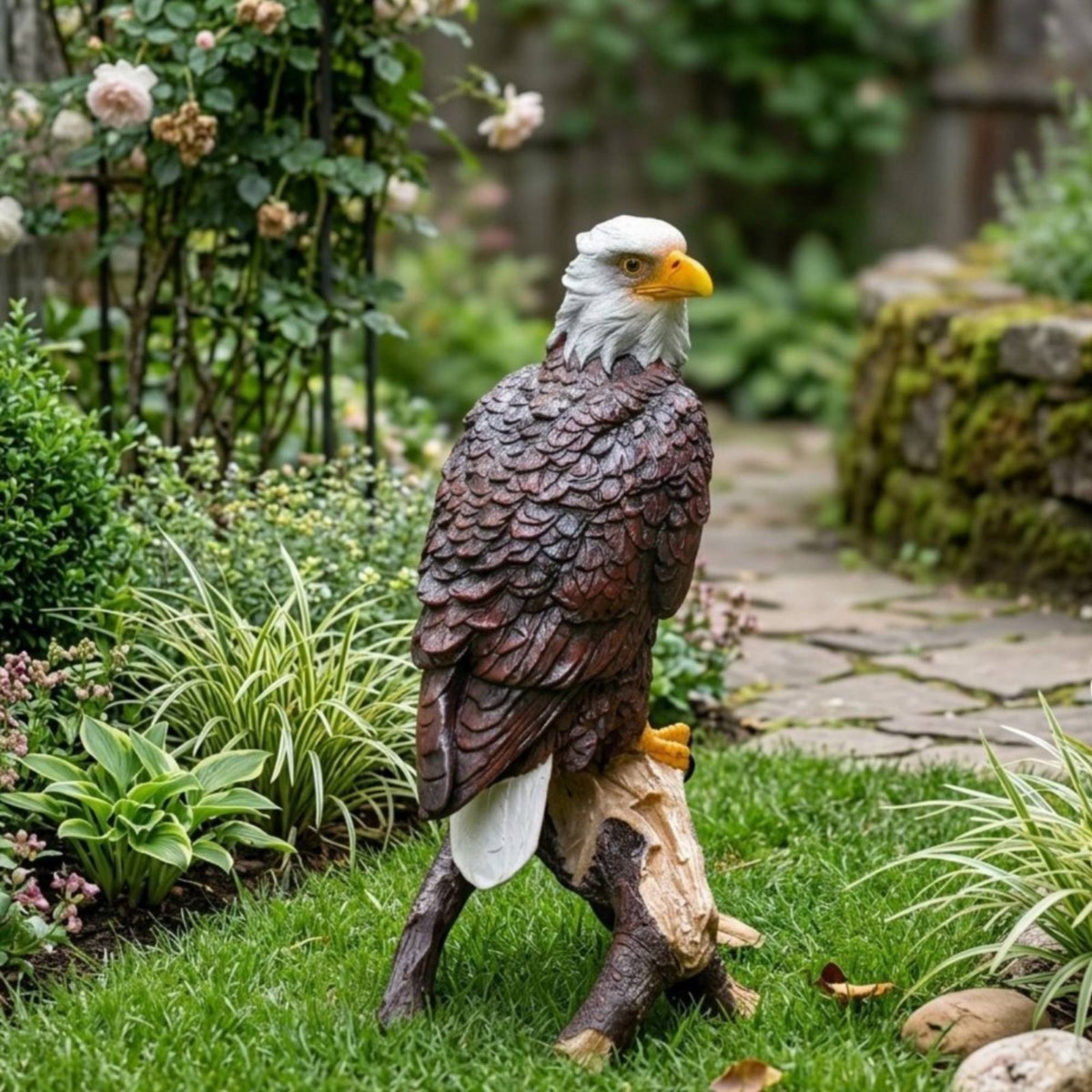 Eagle Sculpture Realistic Details Eagle Garden Ornament Weathered Look for Park