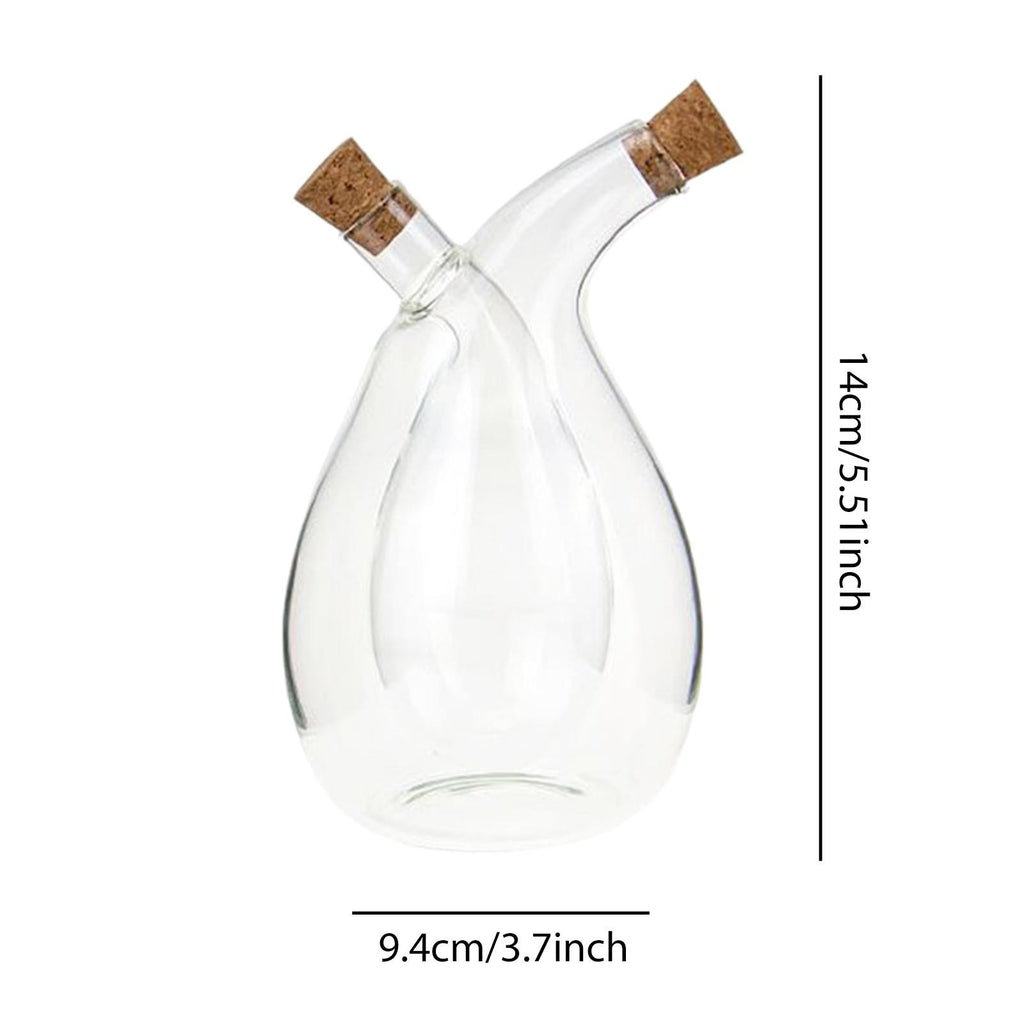 2 in 1 Cruet Bottle Separated Compartments 3.7x5.5inch Accessory Transparent