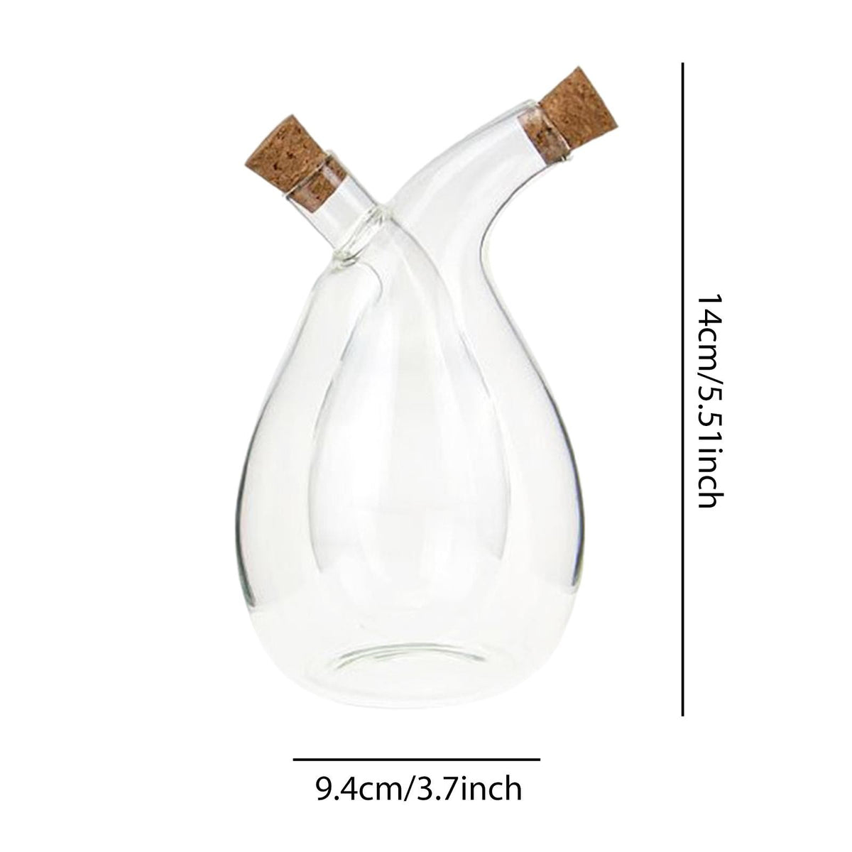2 in 1 Cruet Bottle Separated Compartments 3.7x5.5inch Accessory Transparent