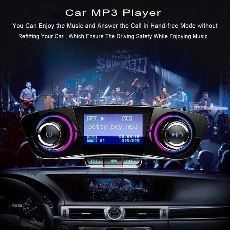 Car Wireless Bluetooth MP3 FM Transmitter AUX Audio Stereo Adapter 2 USB Charger