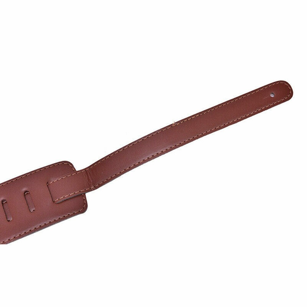 Brown Adjustable Soft Leather Thick Guitar Strap Belt for Electric Acoustic