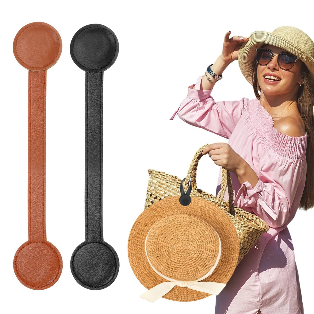 2pcs Hat Clip for Travel on Bags, Magnetic Hat Holder Hands, Black/Brown