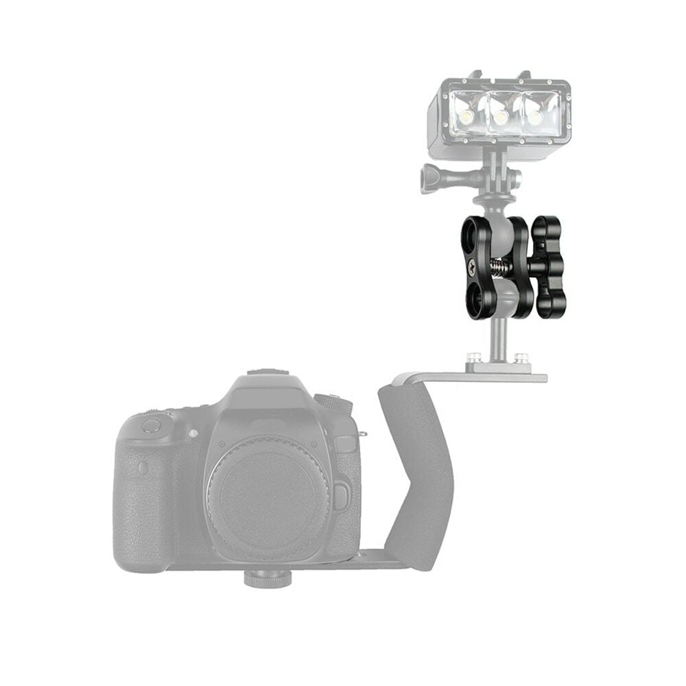 1Pcs 1" Ball Head Joint Clamp Dual Balls Butterfly Clip Mount Diving Arm Holder