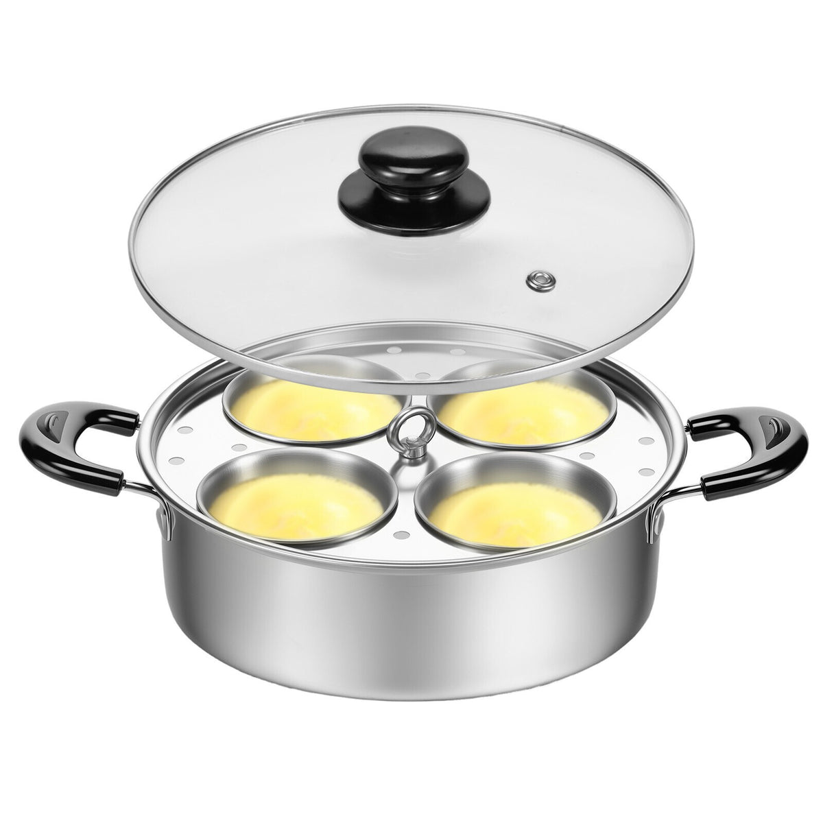 Egg Poacher Stainless Steel Poached Egg Maker Pot Egg Poaching Pan with 4 UK