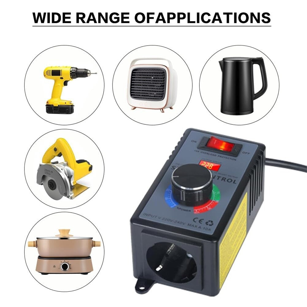 Motor Speed Controller Switch AC 220V-240V Real-time Voltage Display UK Plugs