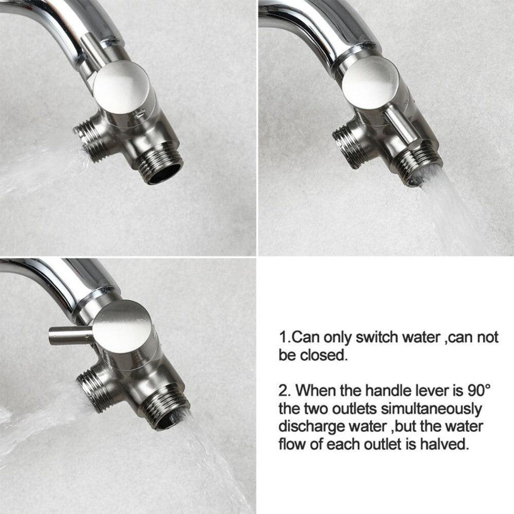 Shower Hose Splitter Bathroom Angle Valve 2 Way Chrome Shower Arm Diverter UK
