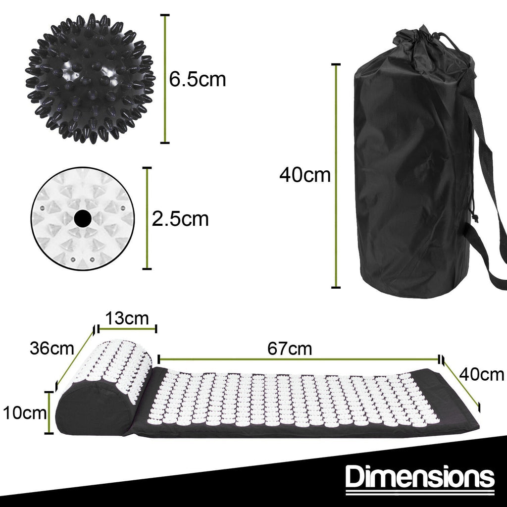 Acupressure Mat with Pillow & Ball Acupuncture Pin Massage Set Neck Pain Relief