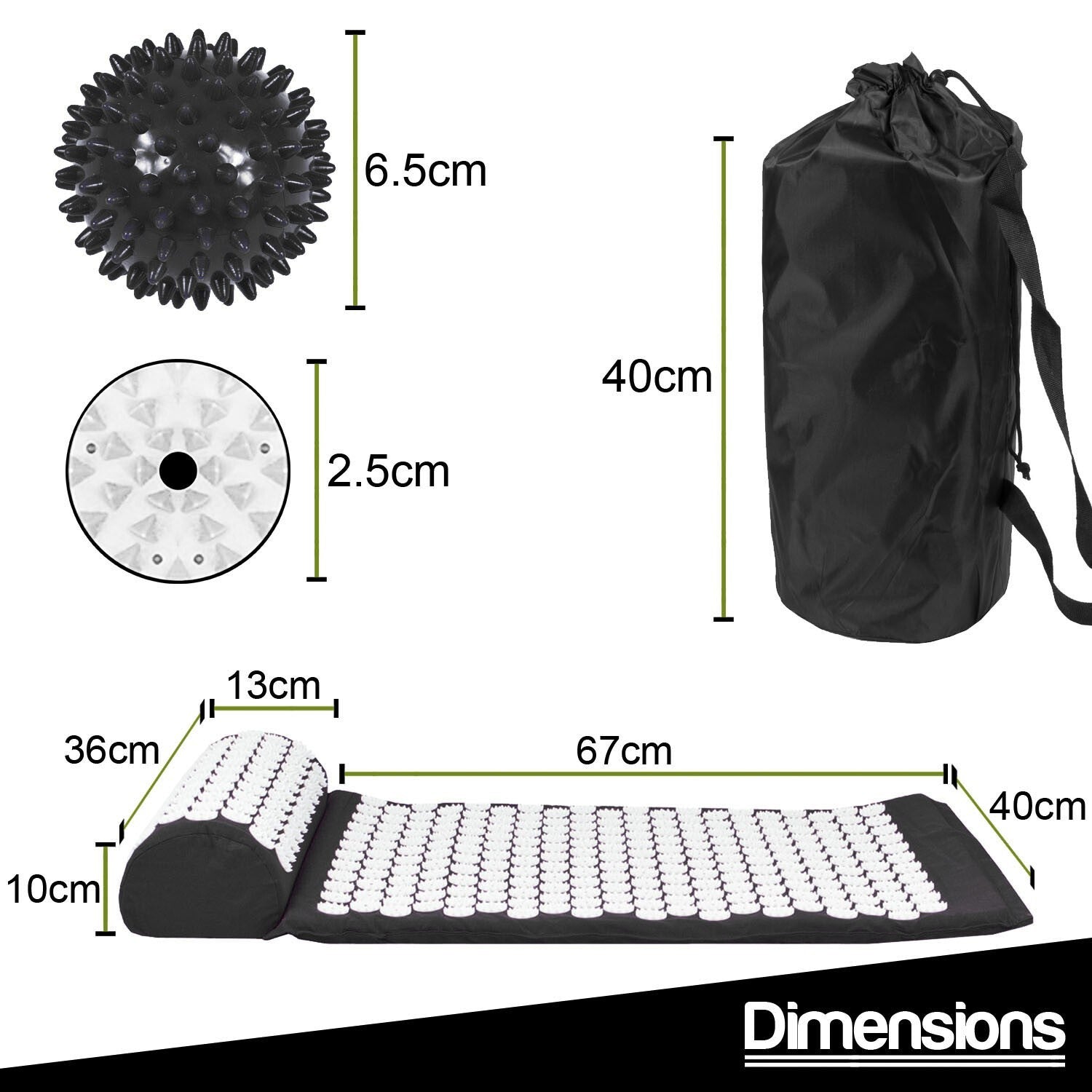 Acupressure Mat with Pillow & Ball Acupuncture Pin Massage Set Neck Pain Relief