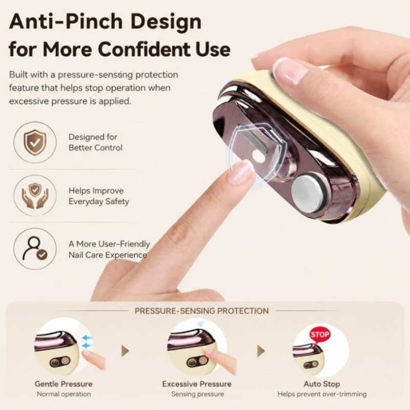 2-in-1 Smart Electric Nail Clipper&Polisher,,Rechargeable Automatic Nail Clipper