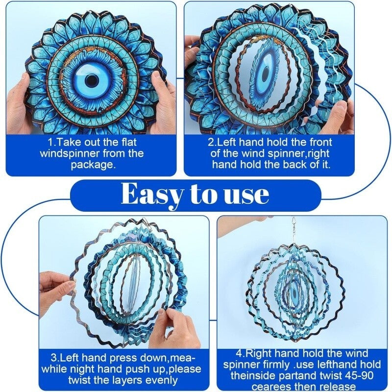 3D Colorful Wind Spinner Hanging Metal Flowing Rotating Decor Gift