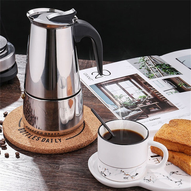 Stainless Steel Espresso Maker 2 & 4 Cup Stove Top Coffee Percolator Moka Pot