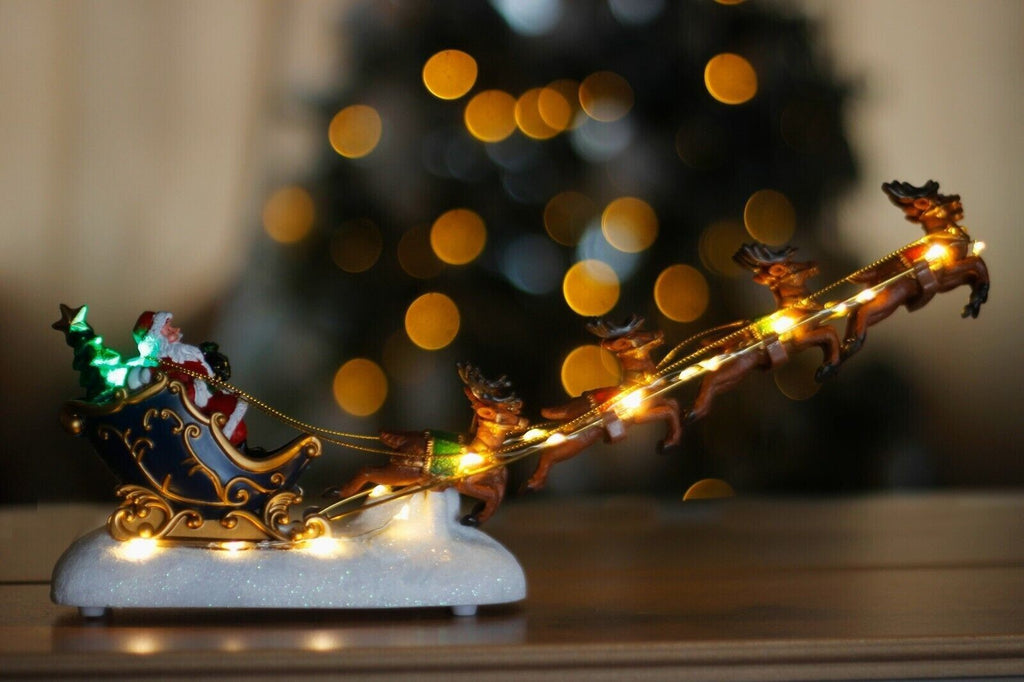 Christmas Santa LED Decoration Sleigh Reindeer Ornament Light Up Xmas Decor