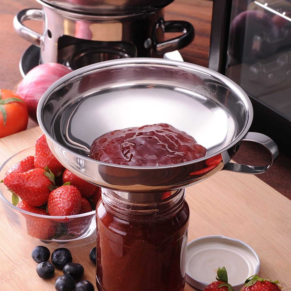 Stainless Steel Funnel Can Lifting Tongs Set Canning Hoppers Filter Jar Lifter