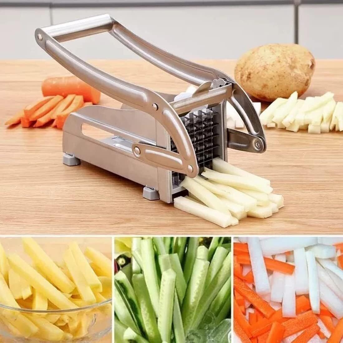 Potato Chipper & Cutter – French Fries Maker Slicer with 2 Steel Blade