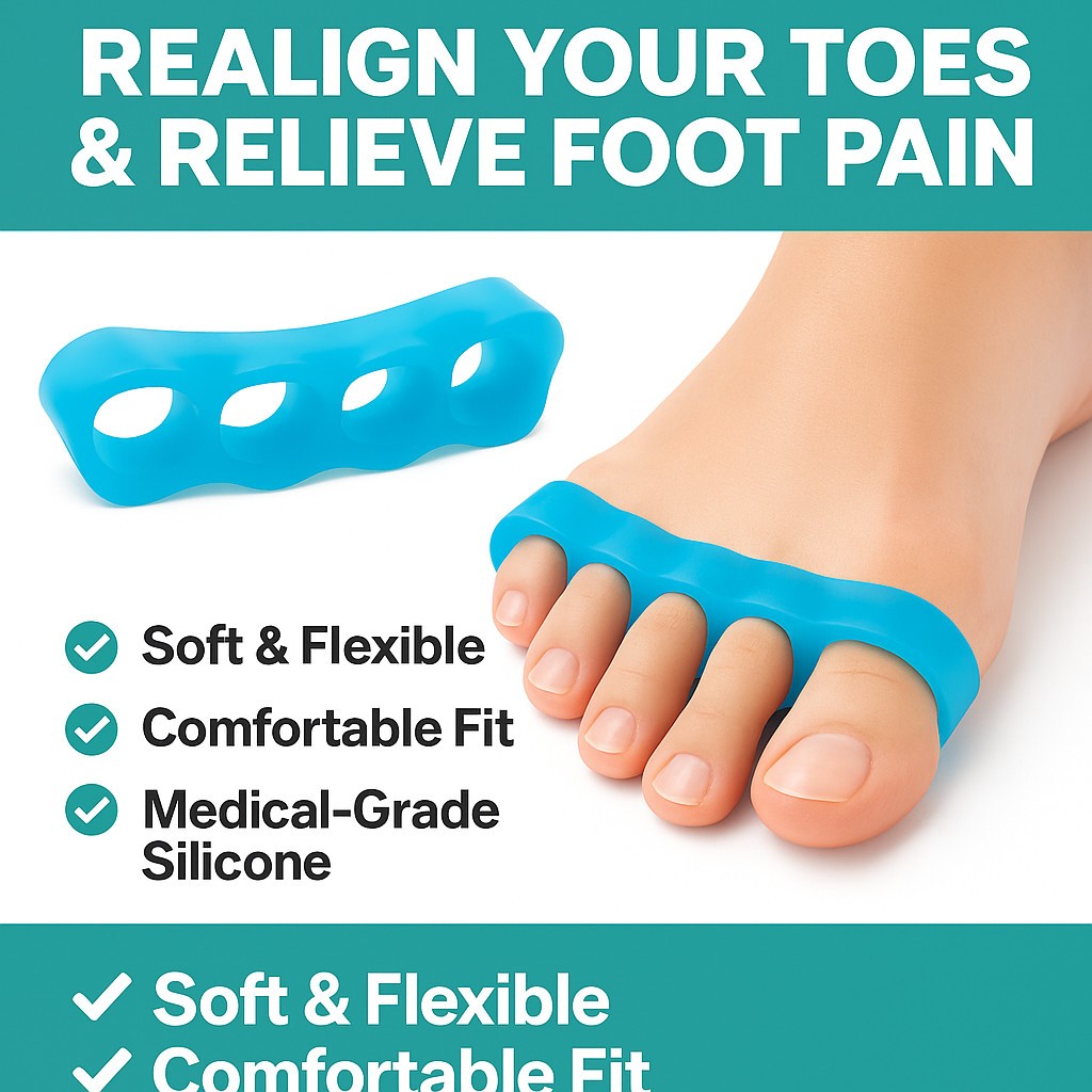 Bunion Corrector Toe Separator Pair - Hammer Toe Straightener Splint Foot Relief