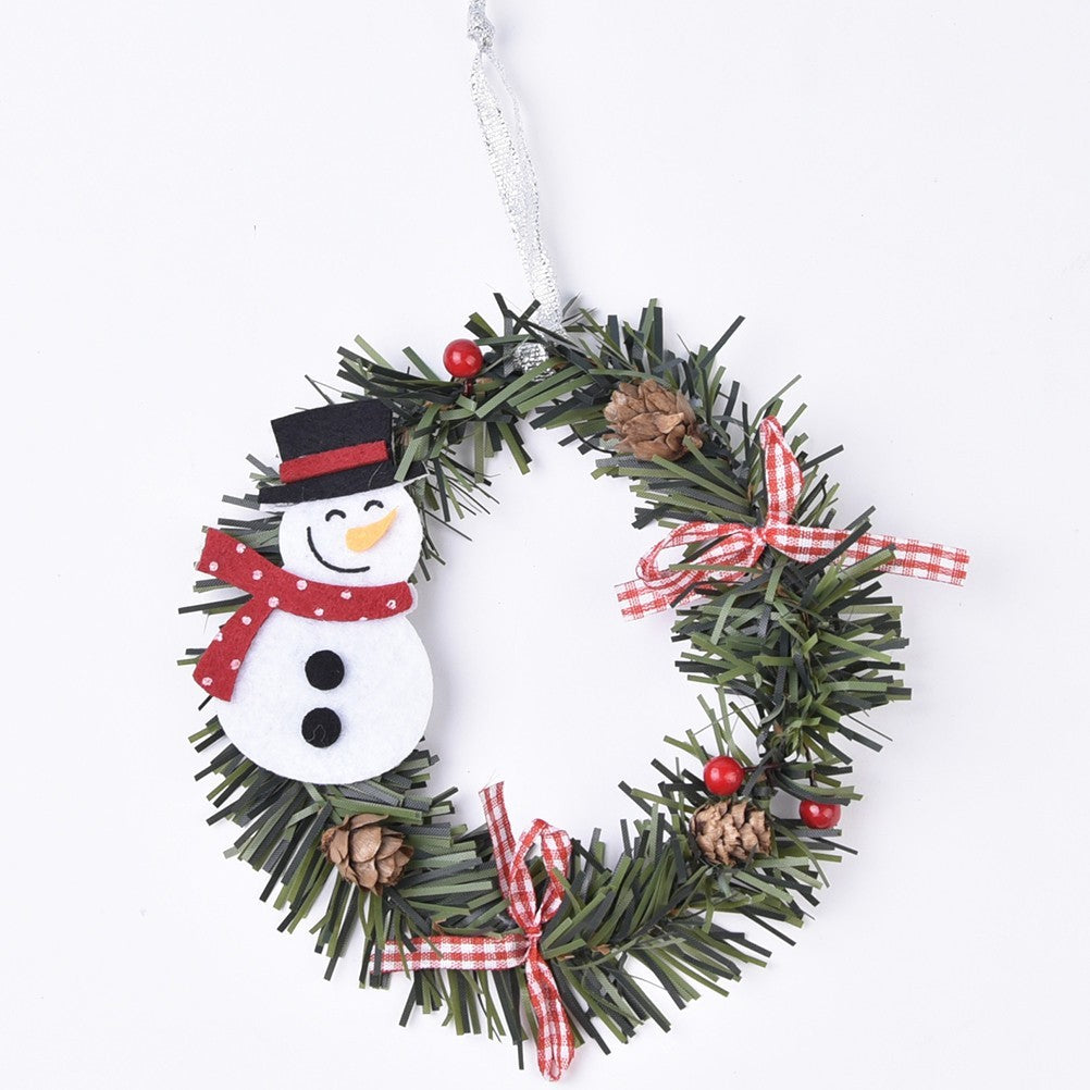 3 Pcs Christmas Hanging Pendant Garland Wreath Deer Snowman Santa Decoration