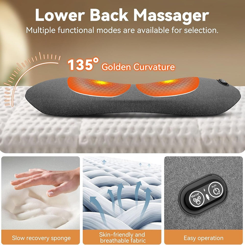 3In 1 Smooth Spine Triple Fusion Back Massager Electric Lumbar Support Pillow Wi