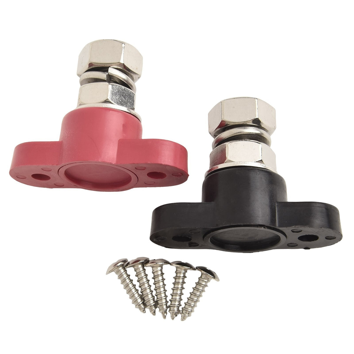 Insulated Battery Post Red & Black Single Stud Terminal for 12V Circuits