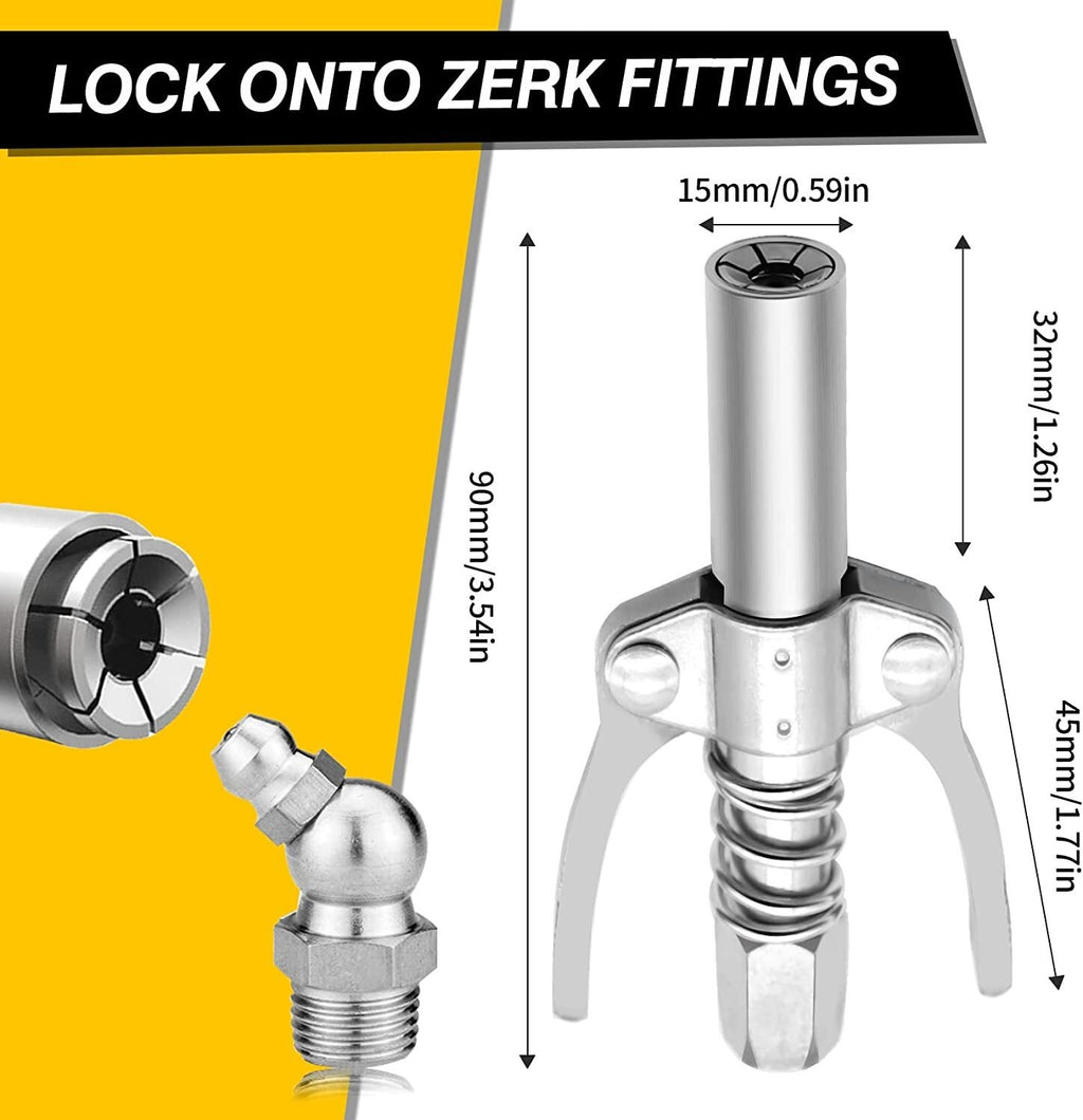 10000PSI Professional Grease Gun Coupler Quick Release Lock Oil Injection Nozzle
