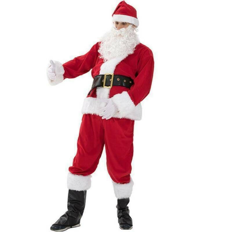 NEW Santa Claus Costume Suit Adult Father Christmas Fancy Dress Mens Xmas Outfit
