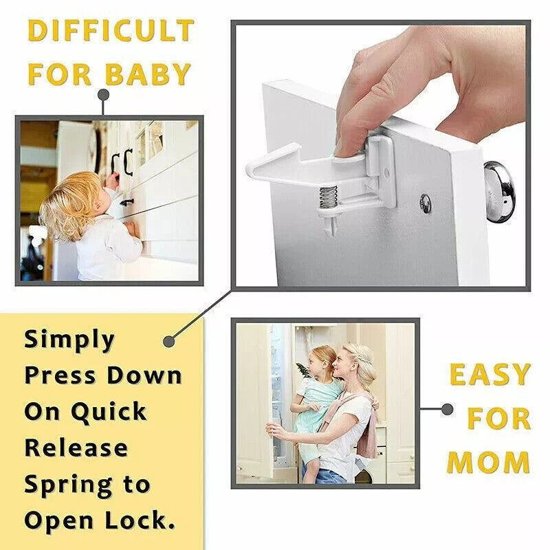 Kids 10pcs Safety Lock Protector Kitchen Cabinet Door Drawer Cupboard Catch