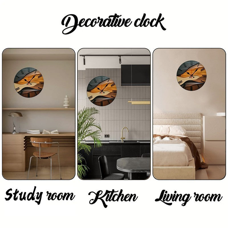 30cm 2D Nordic Wooden Silent Wall Clock Round Modern Hanging Home Decor