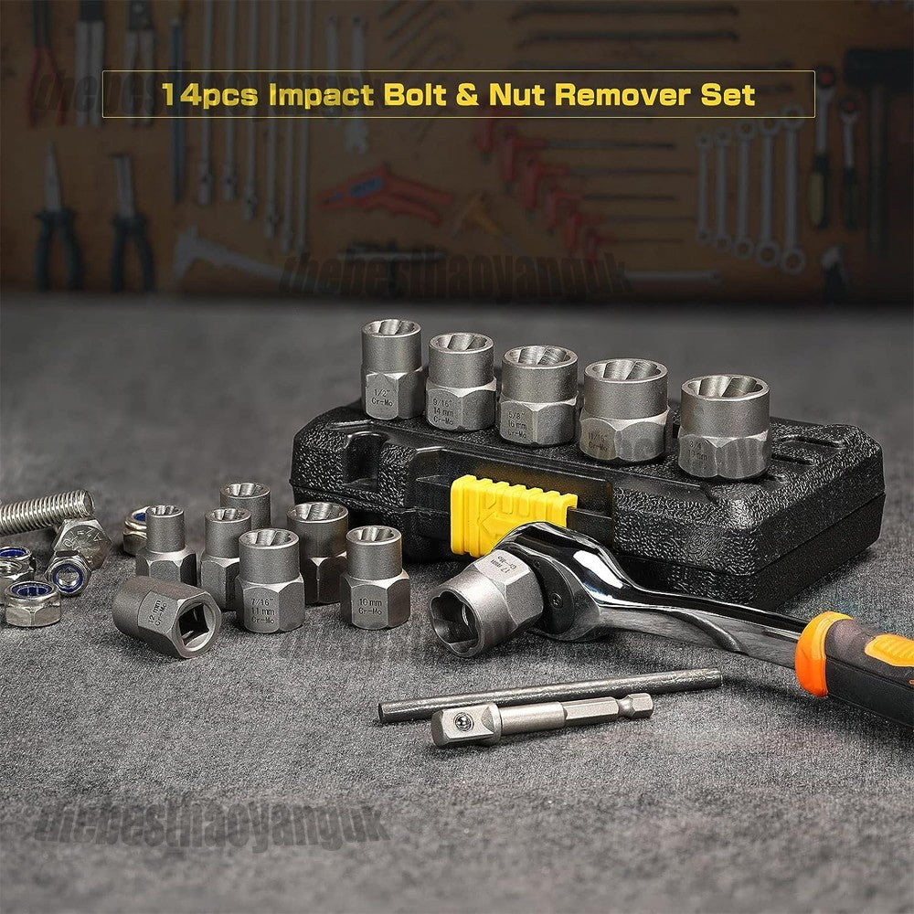 Stud Bolt Impact Twist Socket Extractor Locking Wheel Lug Nut Removal Tool Set