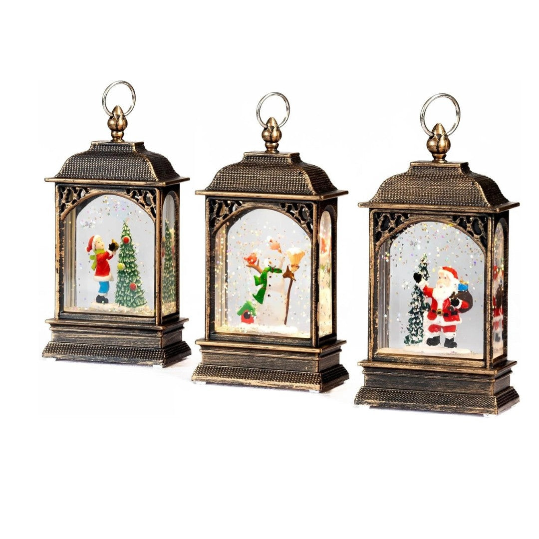 Christmas Santa Train Snow Globe Xmas Home Decor Snowman 25cm 4pc Set Reindeer