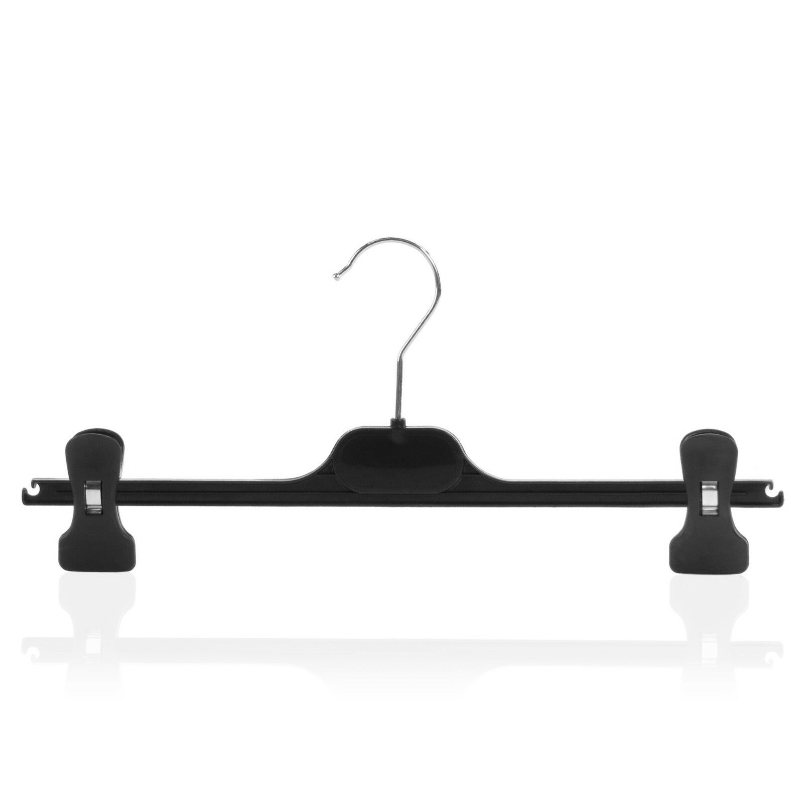 10 Pack 35cm Black Plastic Clothes Hangers with Clips Trousers Skirt Strong