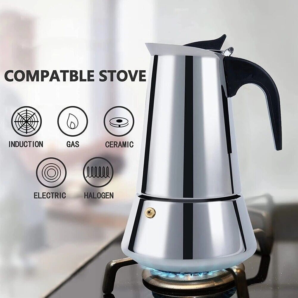 450/6000ml Moka Pot Espresso Maker Stainless Steel Stovetop Cafe / Coffee Maker
