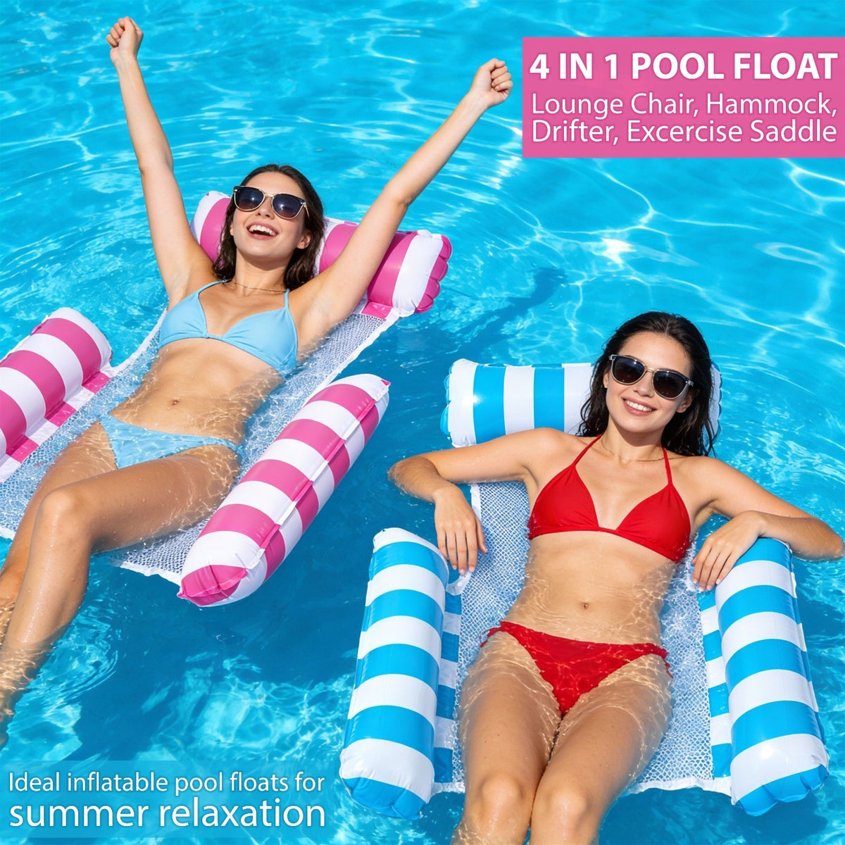 2x Inflatable Portable Floating Water Hammock Float Pool Bed Swimming Chair Toy