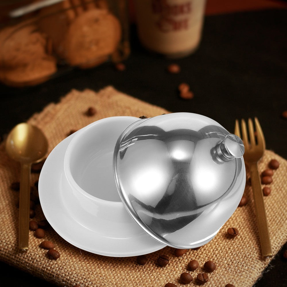 Ceramic Butter Dish Multi-functional Food Container Dessert Plate with Cover.*