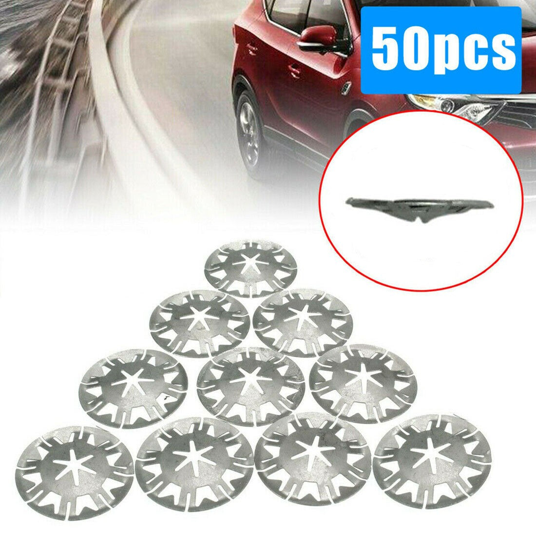 50X Undertray Exhaust Heat Shield Metal Spring Washer Fixing Clip Nut Fit For VW