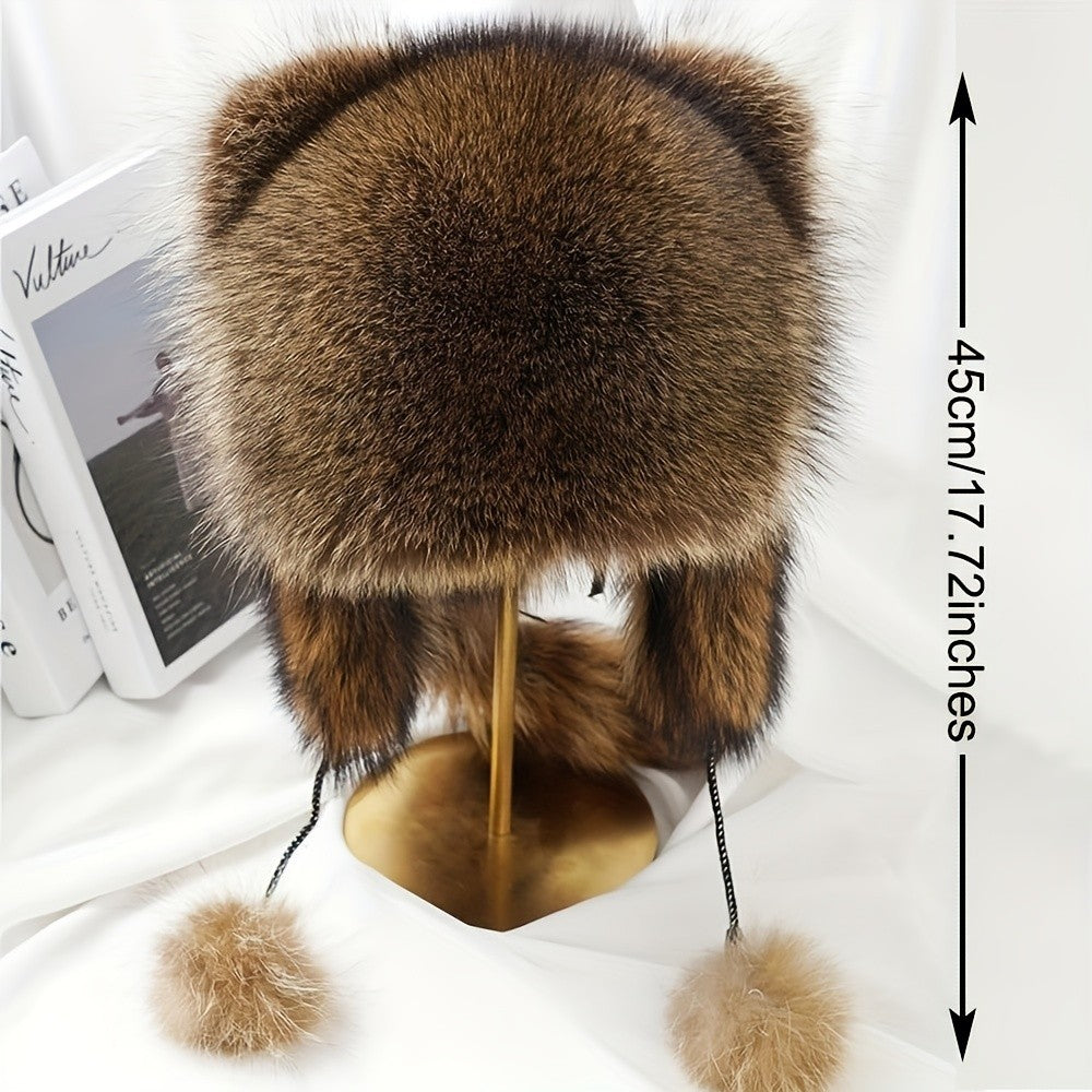 Lady Warm Long Furry Hat Trapper Hat Faux Fur Outdoor Ski Hat Ear Flap Winter UK