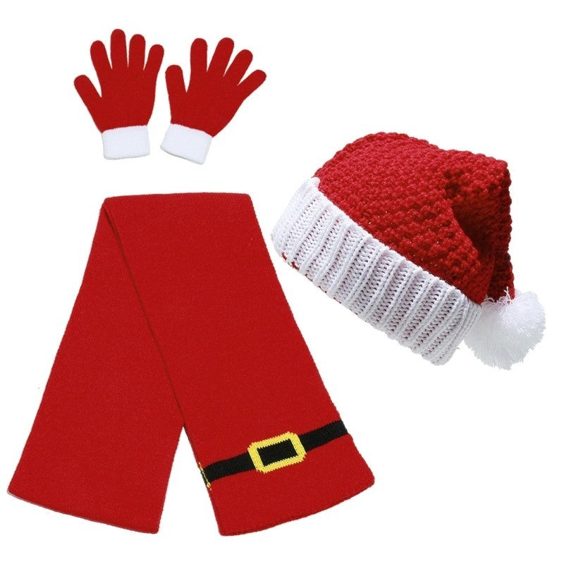 Knitted Gloves Head Wrap Scarf Soft Thicken Neck Warmer for Christmas Wear