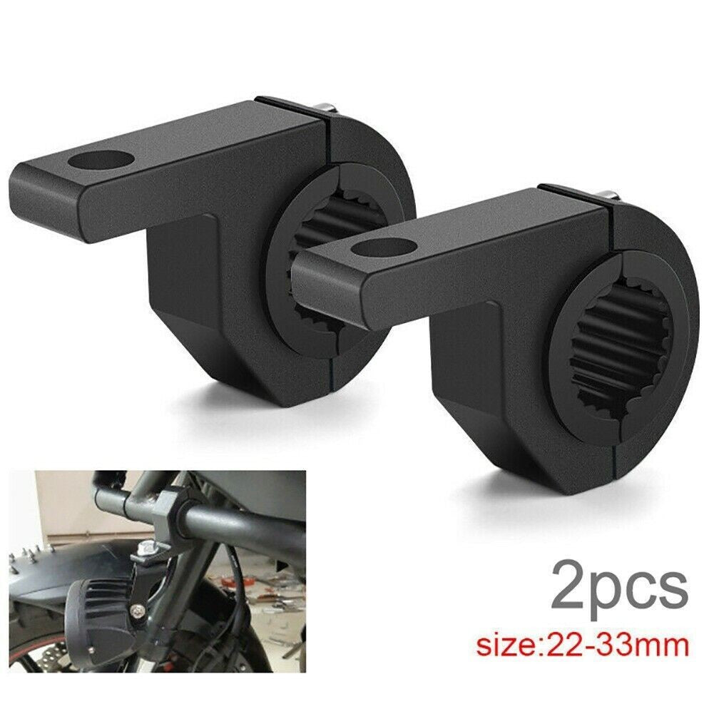 2x Motorcycle CNC Headlight Spot Lights Bracket Mount Fog Tube Clamp Holder
