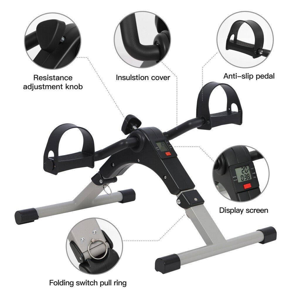 Portable Mini Pedal Exerciser LCD Display Leg Arm Fitness Exercise Bike Machine