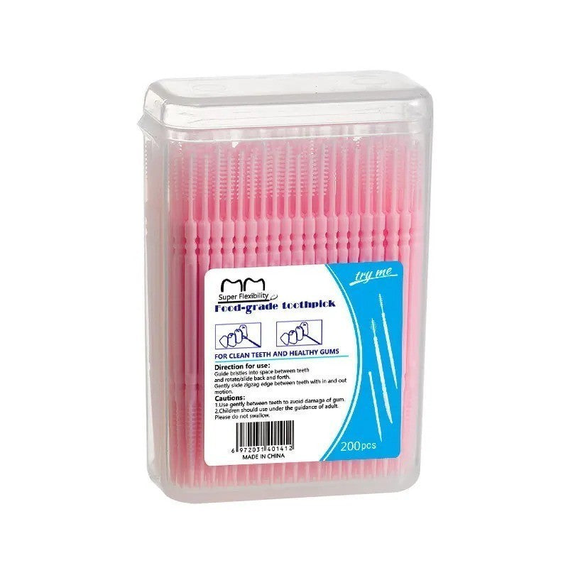 200x Interdental Floss Picks Toothpicks – Dental Teeth Cleaning Oral Care Brush