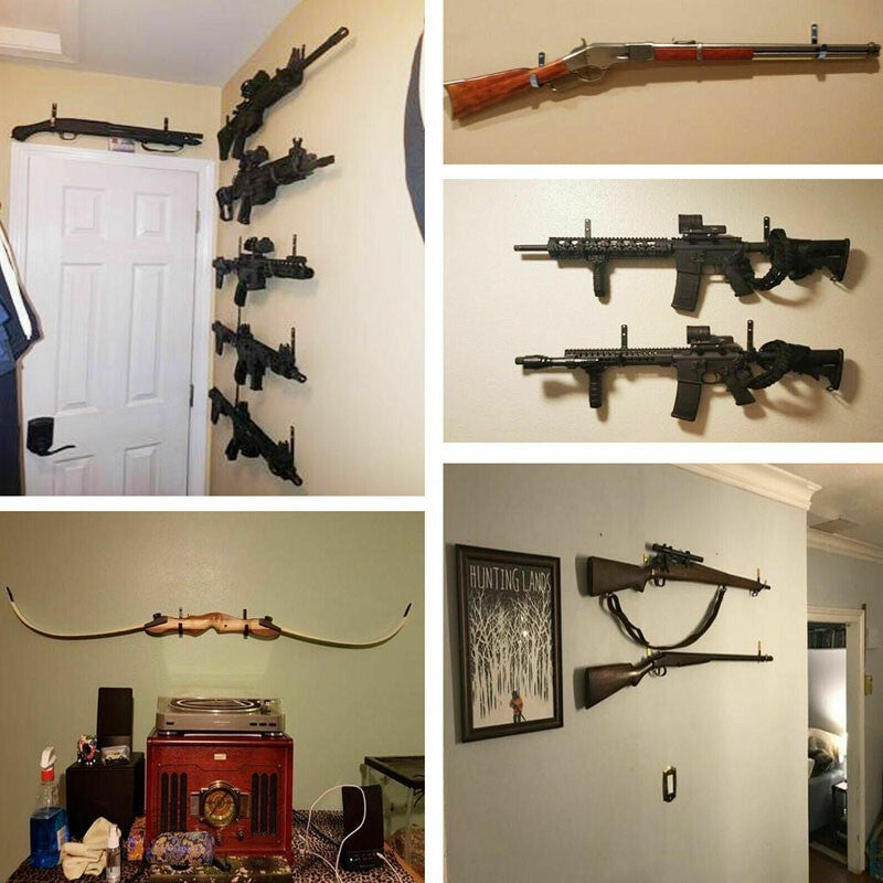 8X Gun Rack Rifle Shotgun Pistol Wall Mount Padded Hooks Hangers Storage