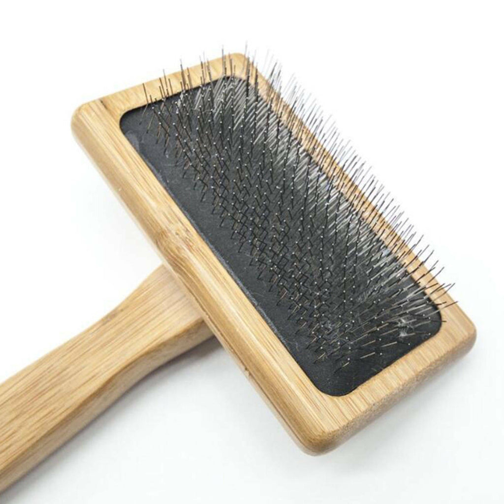Genuine Sheepskin Luxury Wire Rug Slicker Brush For Pet Grooming Wooden Handle