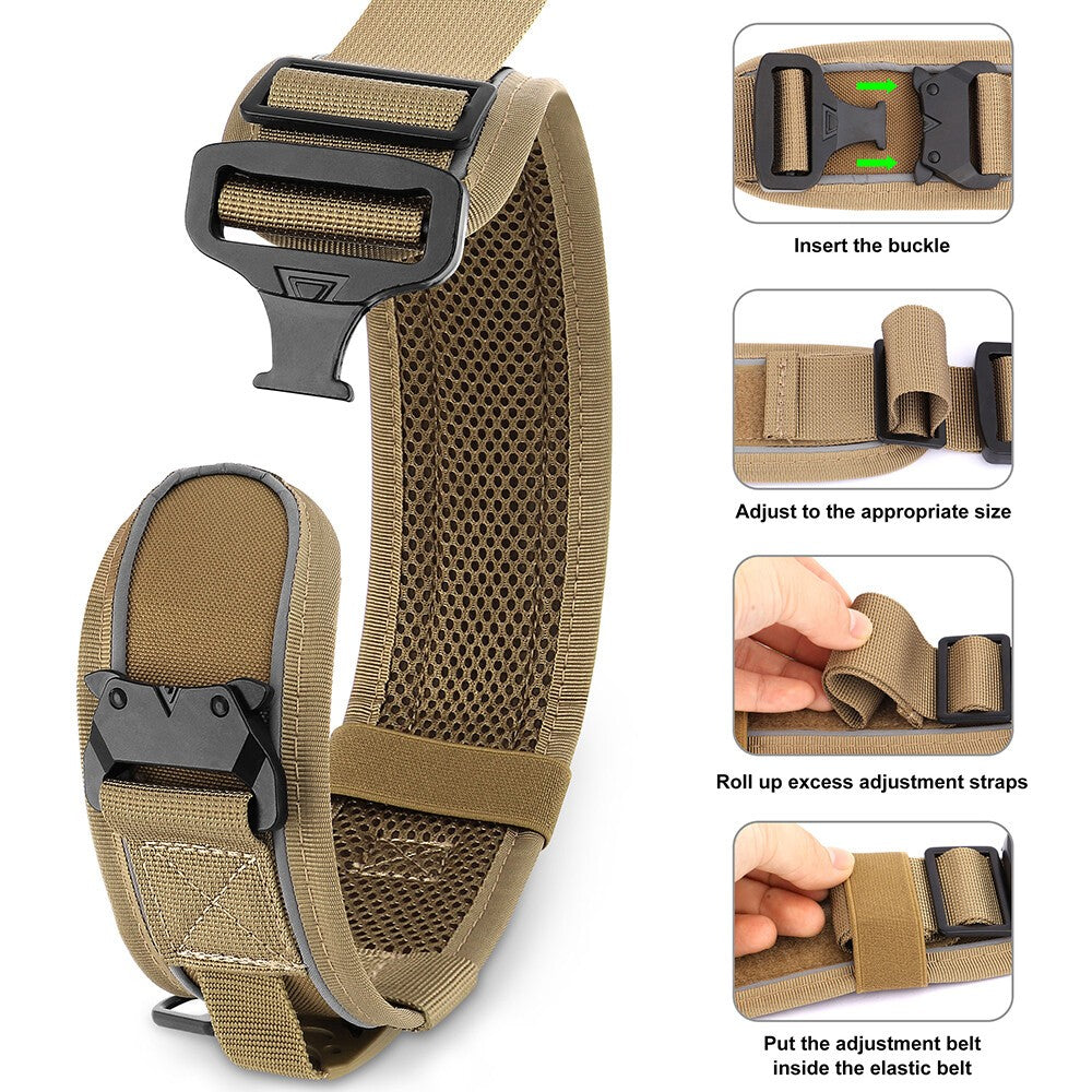 Durable Dog Collar with Handle Mesh Padded 6.5cm Wide Reflective
