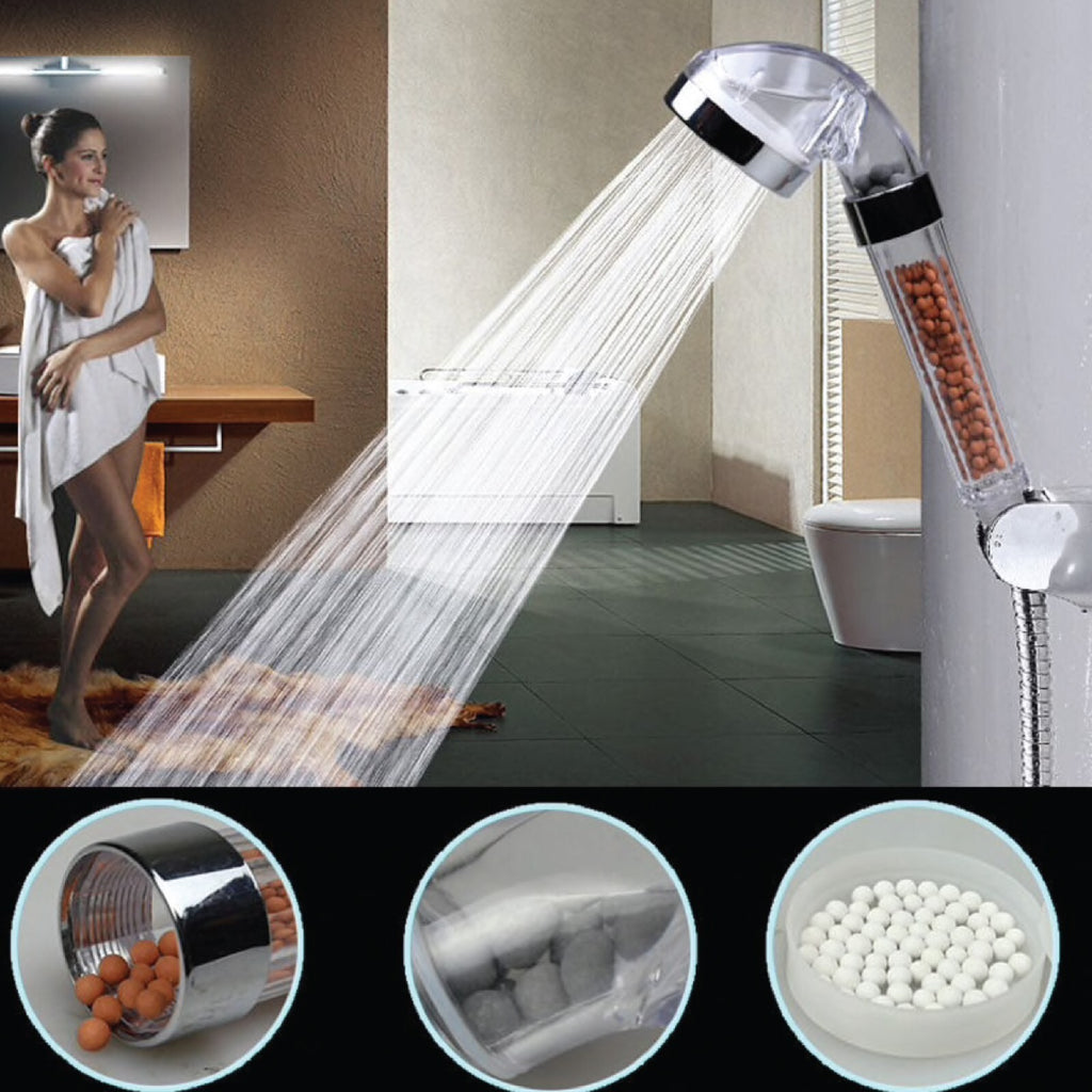 Shower Head High Pressure Universal 30% Water Saving Large Bath 3 Mineral Balls
