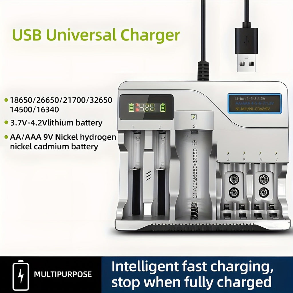 Universal Multi Solt For 3A Rechargeable Batteries USB Plug Fast Battery Charger