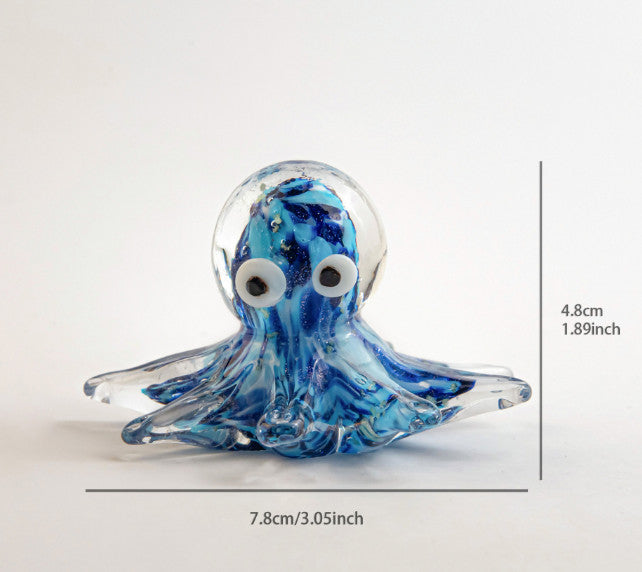 Hand-Blown Glass Octopus Figurine Tabletop Decoration Ornament