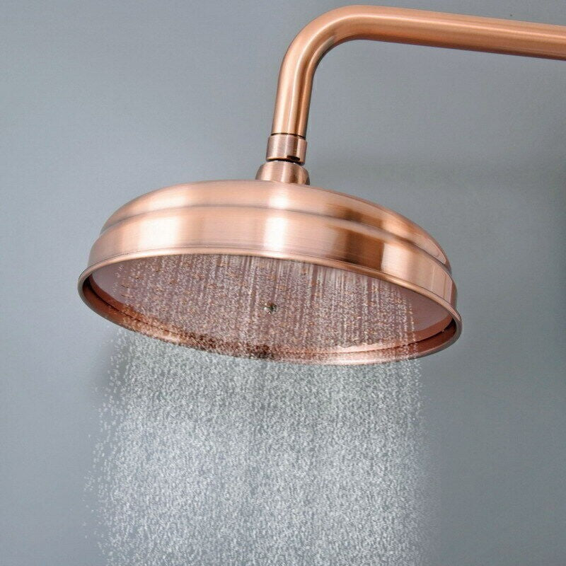 8" inch Antique Red Copper Round Rainfall Rain Bathroom Shower Head UK