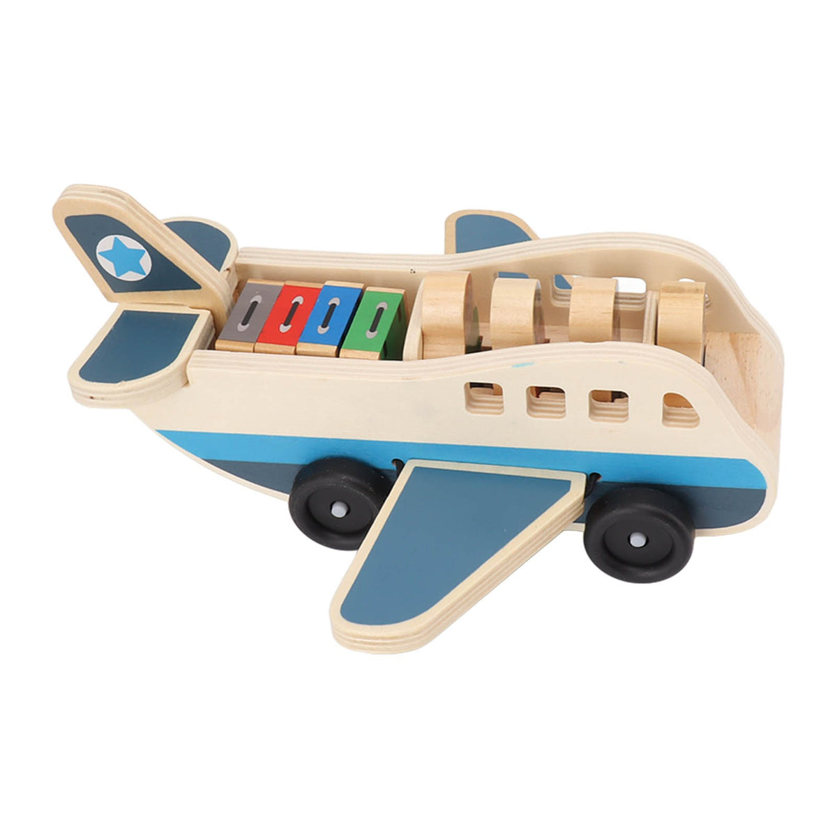 Wooden Toy Plane with Person & Suitcase Blocks Corrosion Resistant Building Set