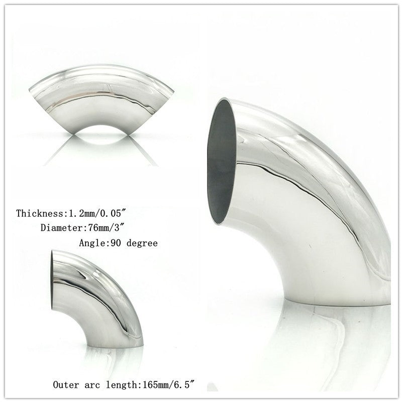 3 Inch 201 Stainless Steel 76mm 90 Degree Bend Elbow Exhaust Pipe Excellent