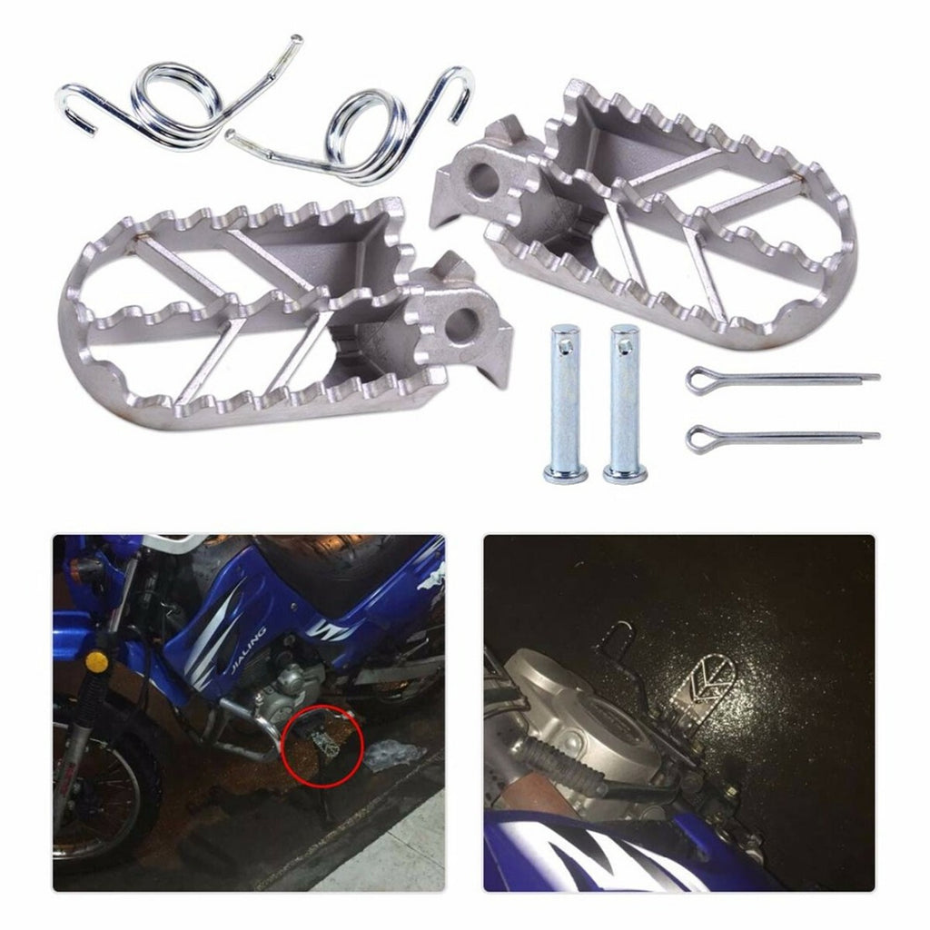 1 Pair Stainless Steel Wide Fat Motorcycle Front Foot Peg FootPegs Footrest Kit